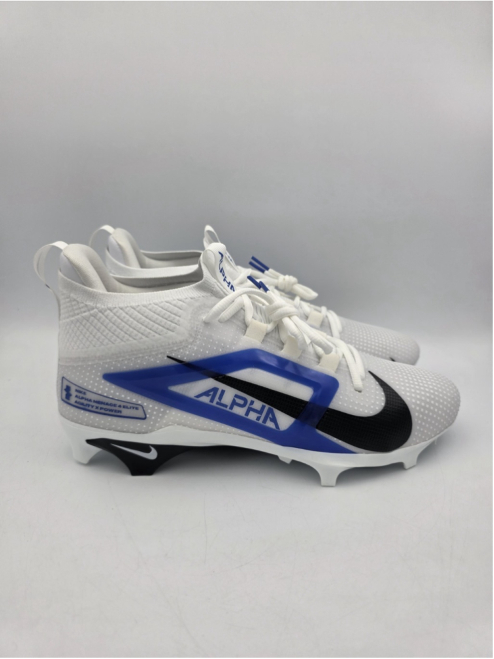 Nike Alpha Menace 4 Elite Football Cleats White Blue Black Men 10.5 IB2501-104
